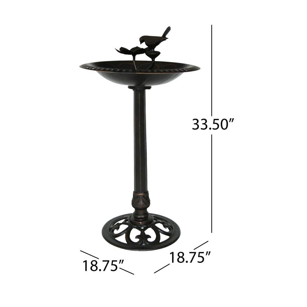 Noble House Fairmont Shiny Copper Aluminum and Iron Bird Bath 42945