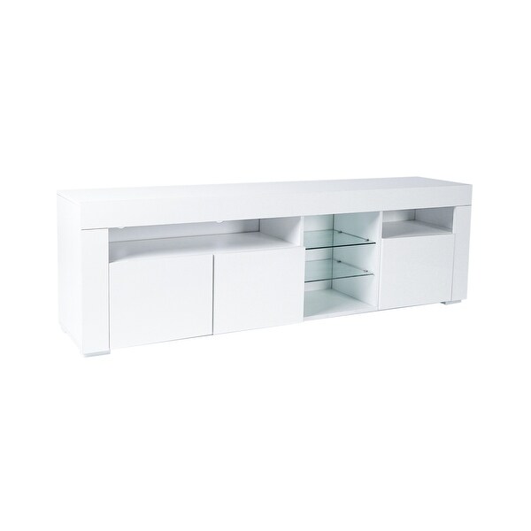 TV Stand with Storage Shelf and LED Lights， TV Cabinet for up to 65 Inch