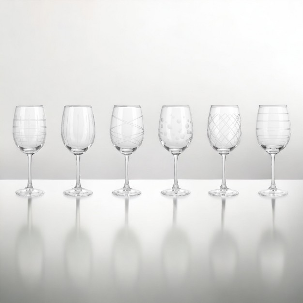 Fifth Avenue Crystal Medallion Wine Glasses Set Of 6 15 5 Oz Long Stem Durable Glass Cups Textured Etched Patterns