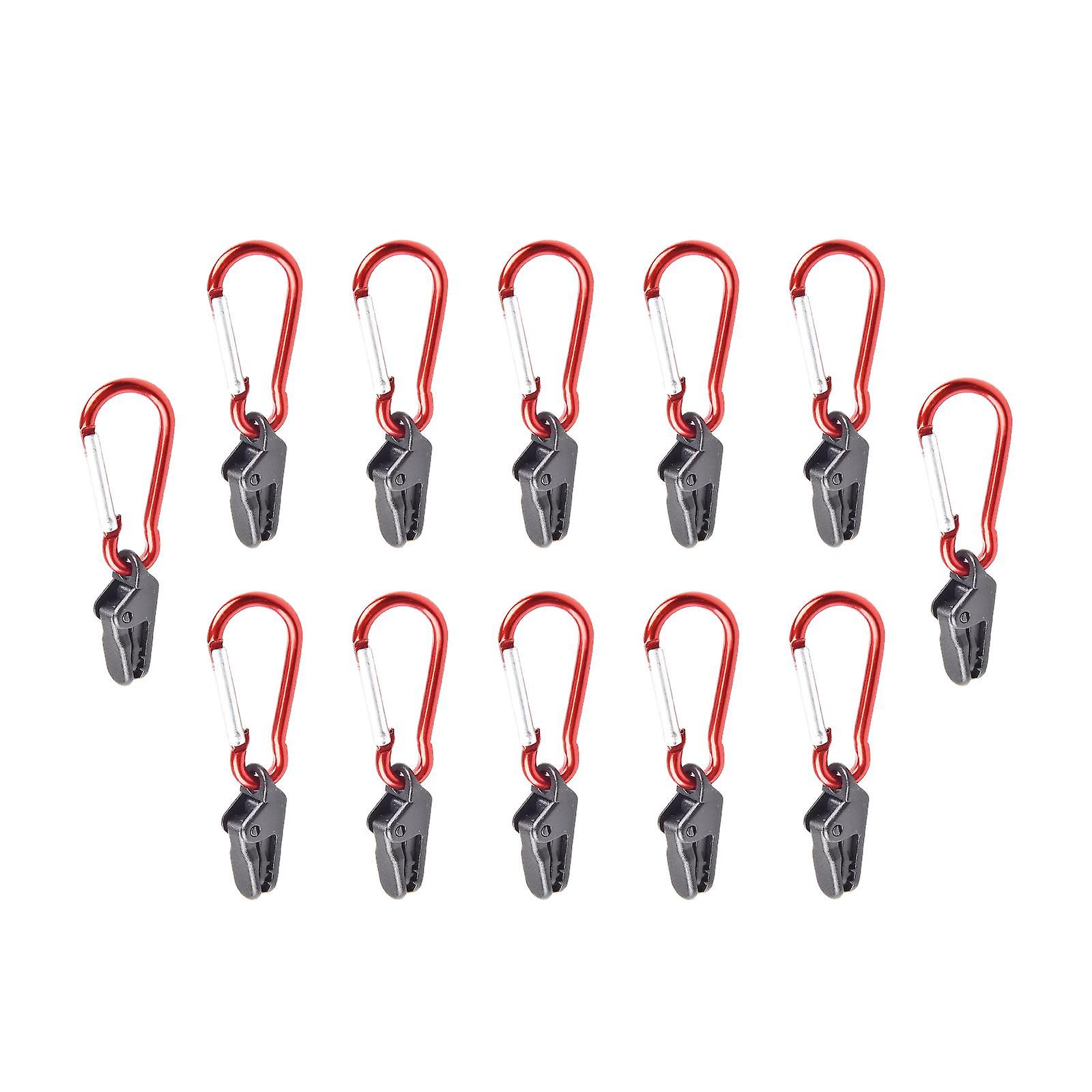 12pcs Tarp Clips With Carabiner Windproof Lock Grip Practical Tear Resistant