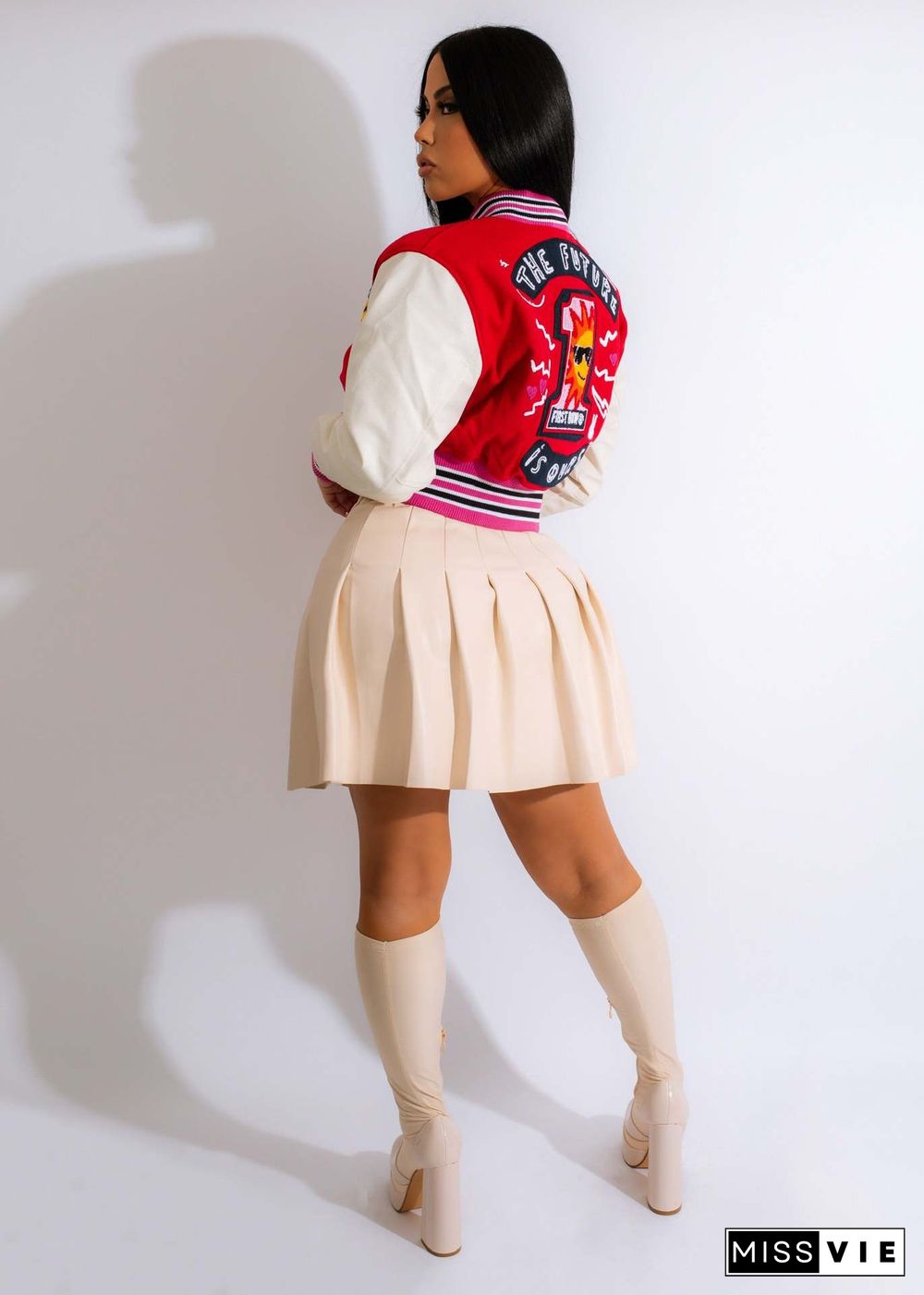 Autumn And Winter Printed Colorblock Baseball Jacket