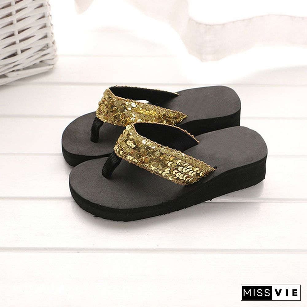 New Stylish Women's Summer Sequins Anti-Slip Sandals Slipper Indoor & Outdoor Flip-Flops