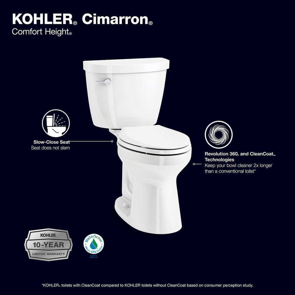 KOHLER Cimarron Revolution 360 Complete Solution 2piece 128 GPF Single Flush Elongated Toilet in White with SlowClose Seat