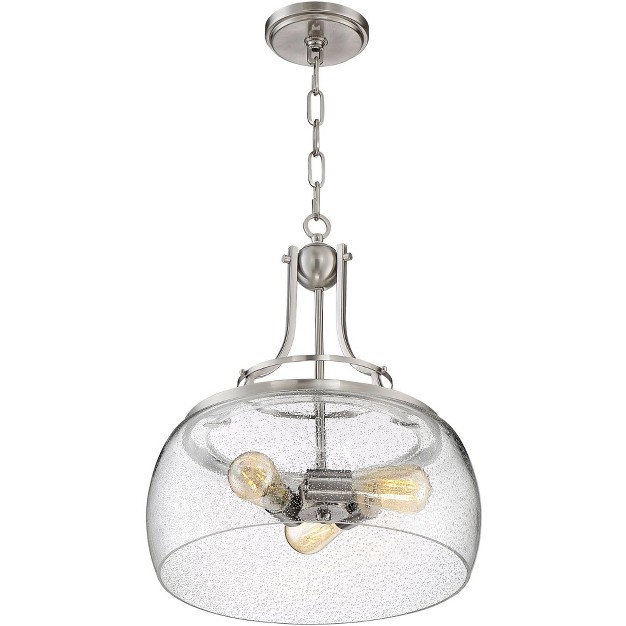 Wide Modern Seeded Clear Glass 3 light Led Fixture For Dining Room Kitchen Island