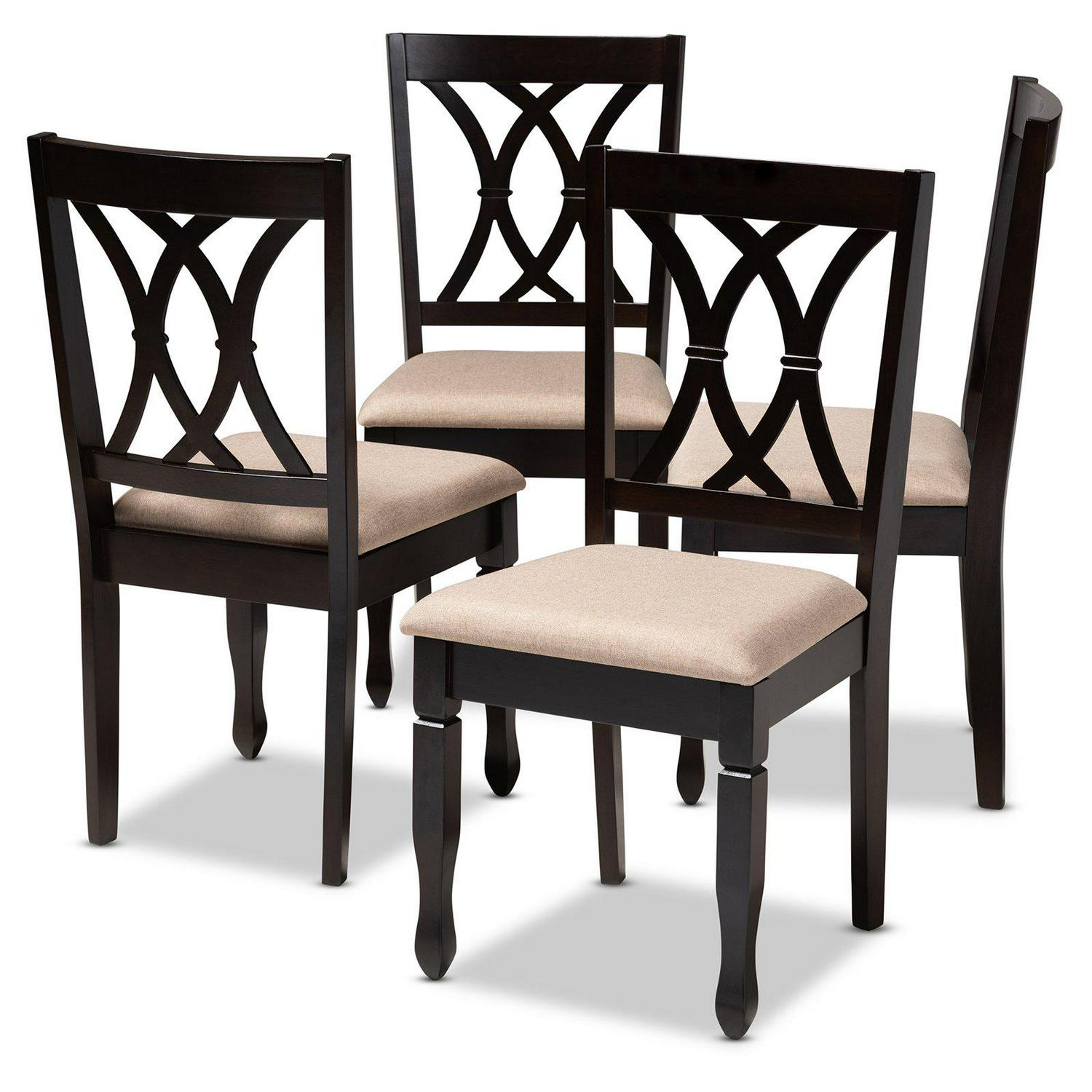 Baxton Studio Reneau Dining Chair， Set of 4， Espresso