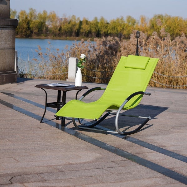 2-Pieces Outdoor Iron Rocking U-shaped Lounge Chair