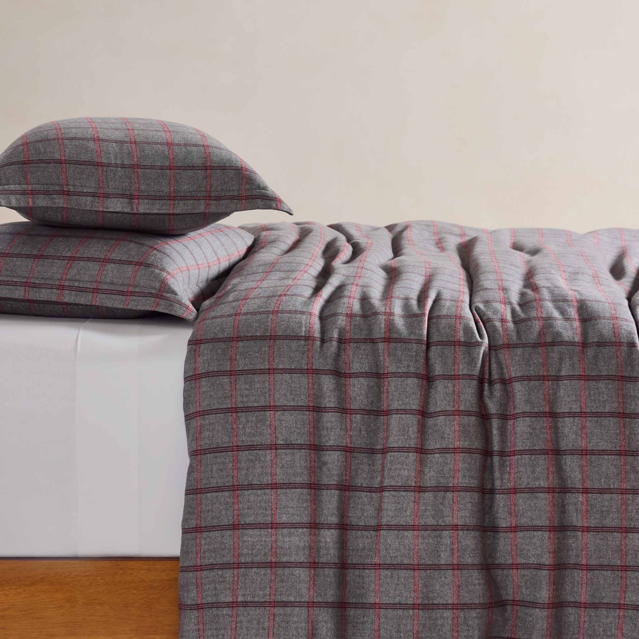 Herringbone Plaid Flannel Duvet Set