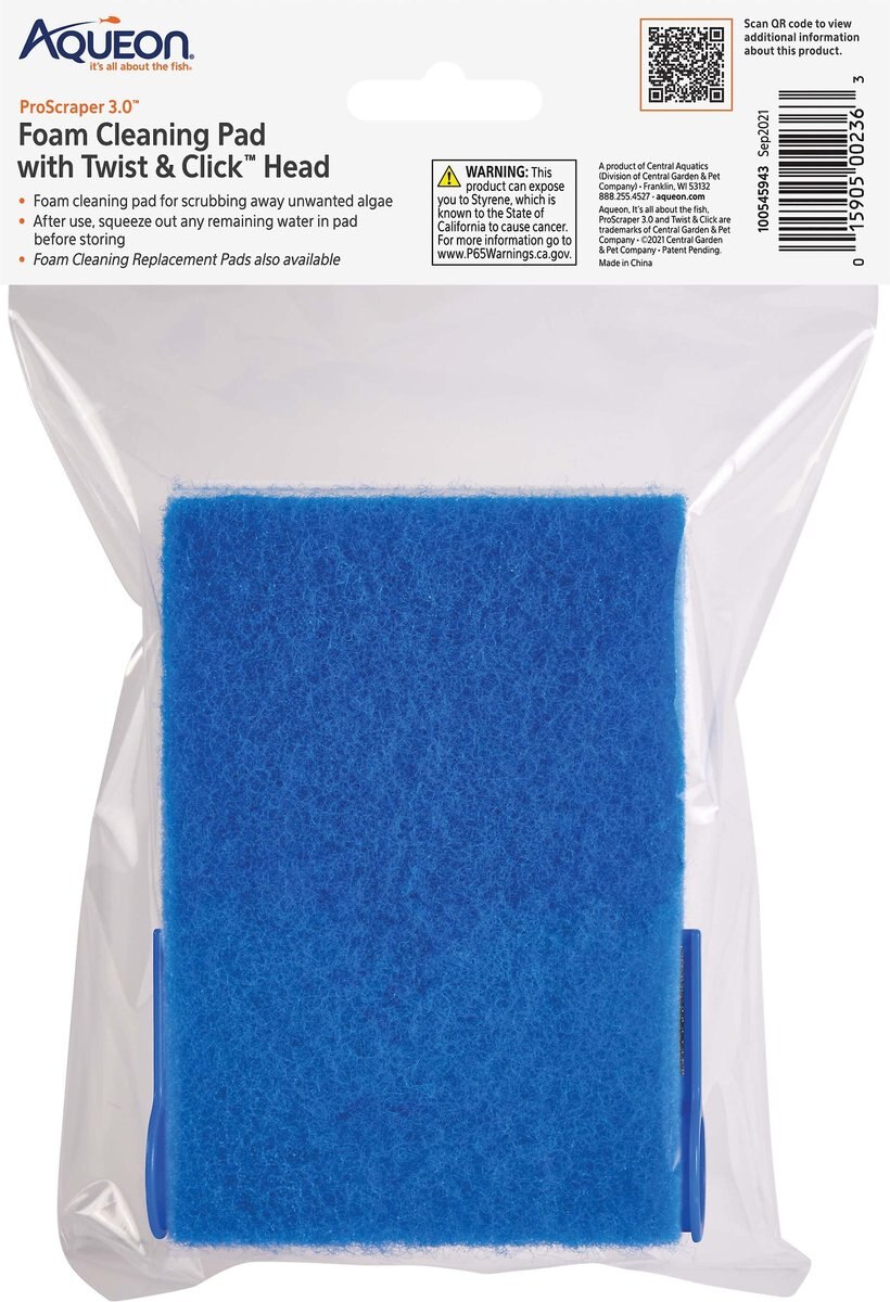 Aqueon ProScraper 3.0 Foam Cleaning Pad with Twist and Click Head