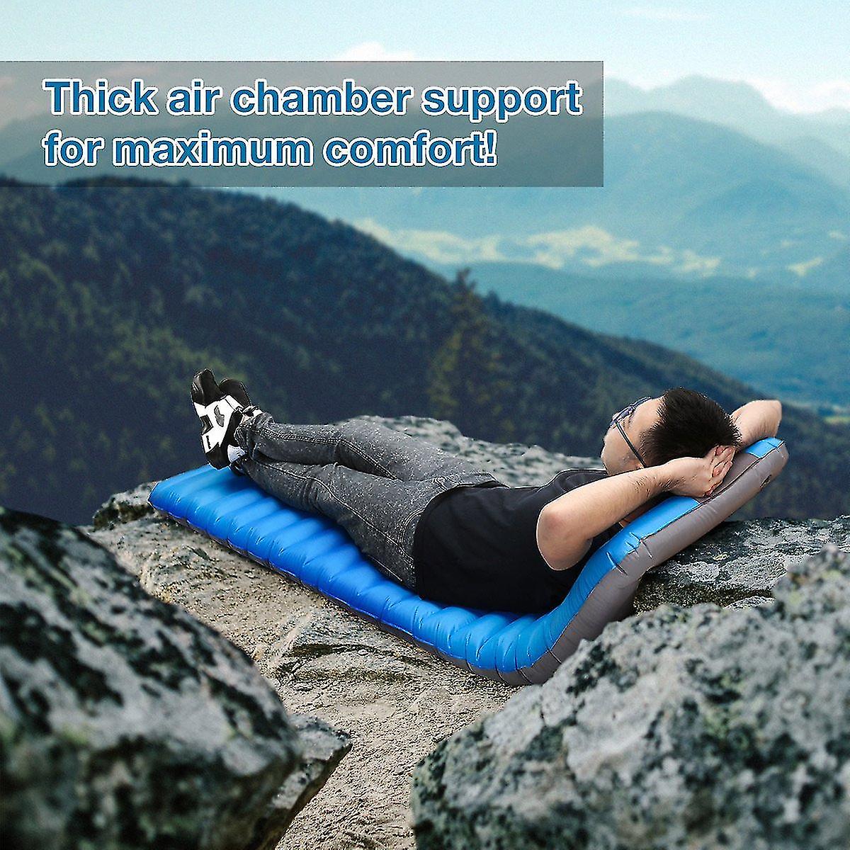 Inflatable Camping Sleeping Pad， Ultralight Sleeping Mat， Blue