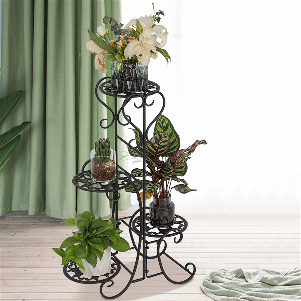 4 Potted Plant Flower Stand Retro Wrought Iron Pot Holder Indoor Outdoor Planter Shelving Rack