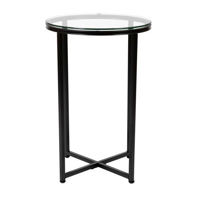 Emma And Oliver Glass Living Room Coffee Table With Crisscross Metal Frame