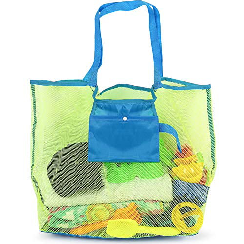 Click N’ Play Colorful Lightweight Mesh Beach Bag with High Capacity for Multipurpose Storage of Toys Food and Towel