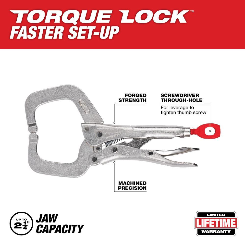 Milwaukee 6 in. TORQUE LOCK Locking C-Clamp With Regular Jaws 48-22-3532 from Milwaukee