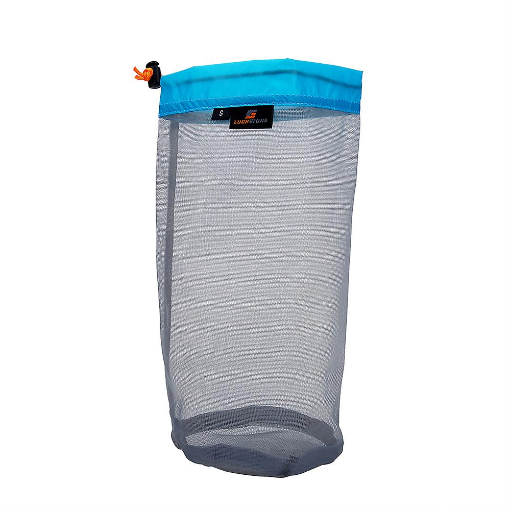 Ultralight Mesh Drawstring Sack Outdoor Travel Hiking Camping Stuff Storage Bag(blue S)