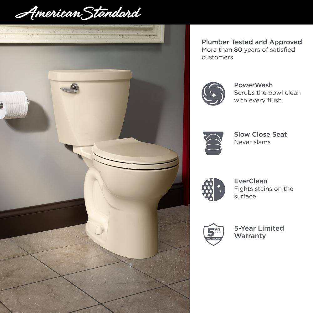 American Standard Cadet 3 FloWise Tall Height 2-Piece 1.28 GPF Single Flush Round Toilet with Slow Close Seat in Bone 3377.128ST.021