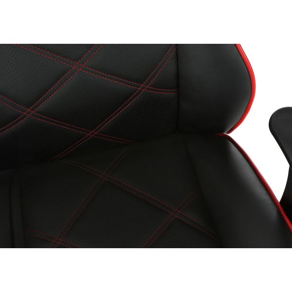 Office Chair， Gaming， Adjustable Height， Swivel， Ergonomic， Armrests， Computer Desk， Work， Black And Red Leather Look， Black Metal， Contemporary， Modern