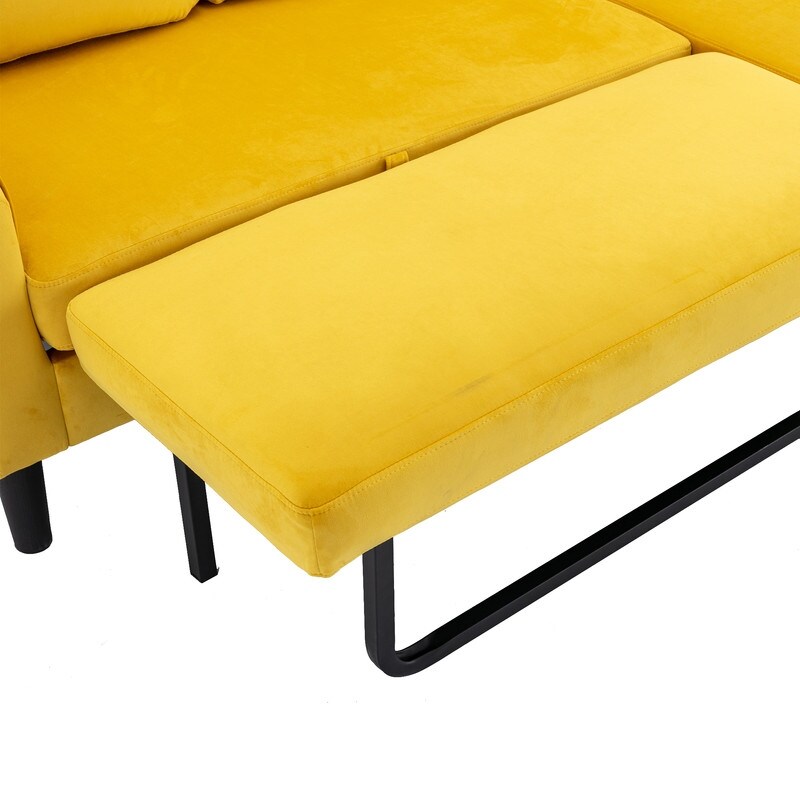 72.4'' L Shaped Sectional Sofa Sleeper Sofa With Storage Chaise Yellow