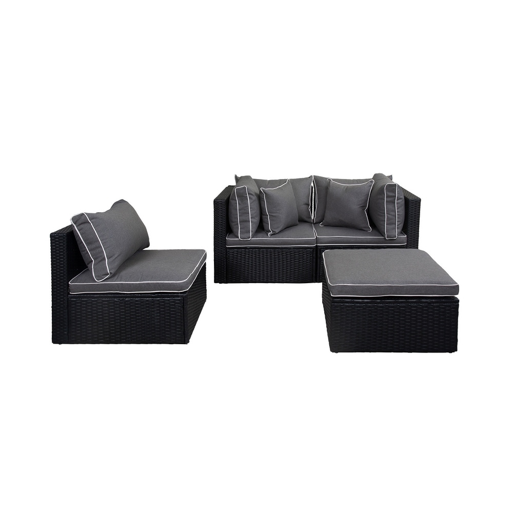 York 4 Piece Outdoor Patio Modular Sectional Sofa with Cushions