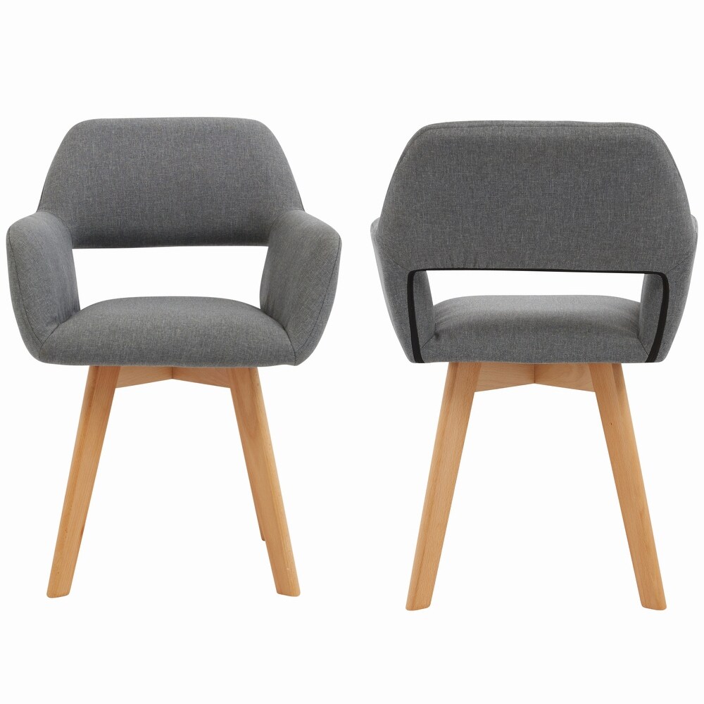 Modern Linen Fabric Dining Chairs (Set of 2)