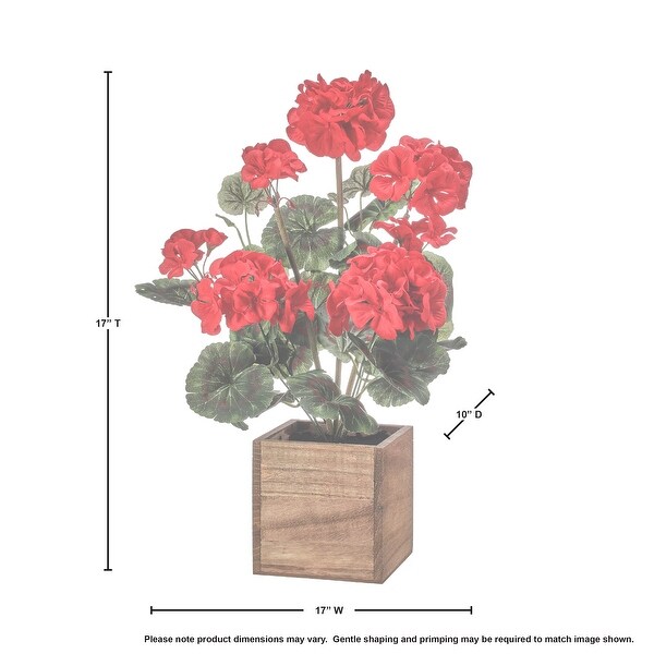 Potted Geranium In Wood Box 16.5