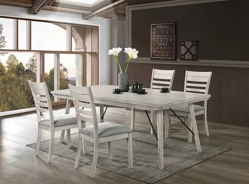 White Sands Chalk White 5 Piece Dining Set