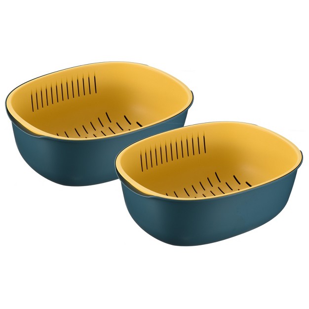 Unique Bargains Kitchen Colander Bowl Strainers Plastic Double Layered Drain Basket