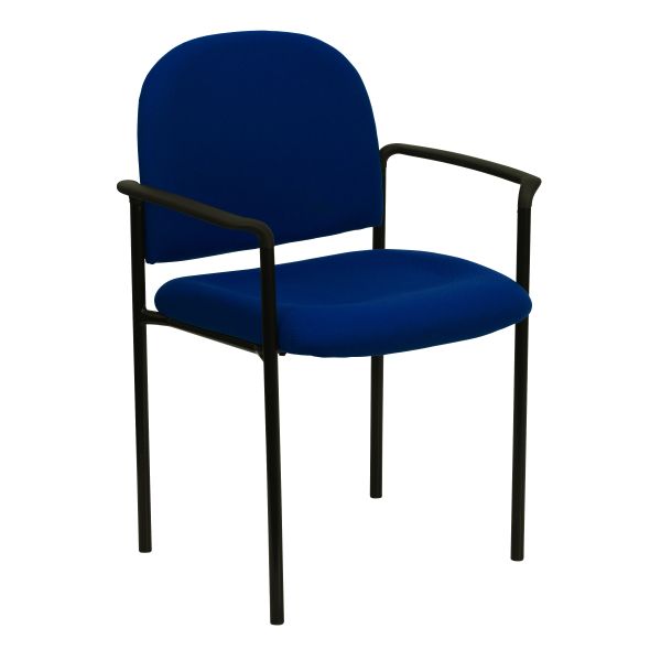 Flash Furniture Navy Fabric Comfortable Stackable Steel Side Chair with Arms