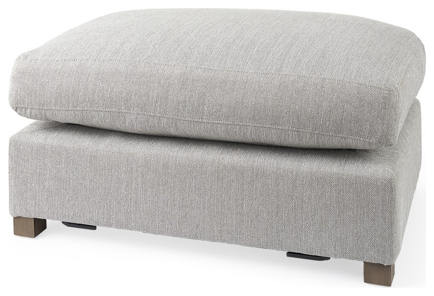 Light Gray Fabric Covered Half Ottoman   Transitional   Footstools And Ottomans   by UStradeENT LLC  Houzz