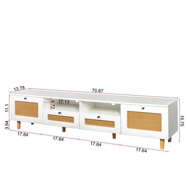 Farmhouse TV Stand with 2 Doors and 2 Open Shelves