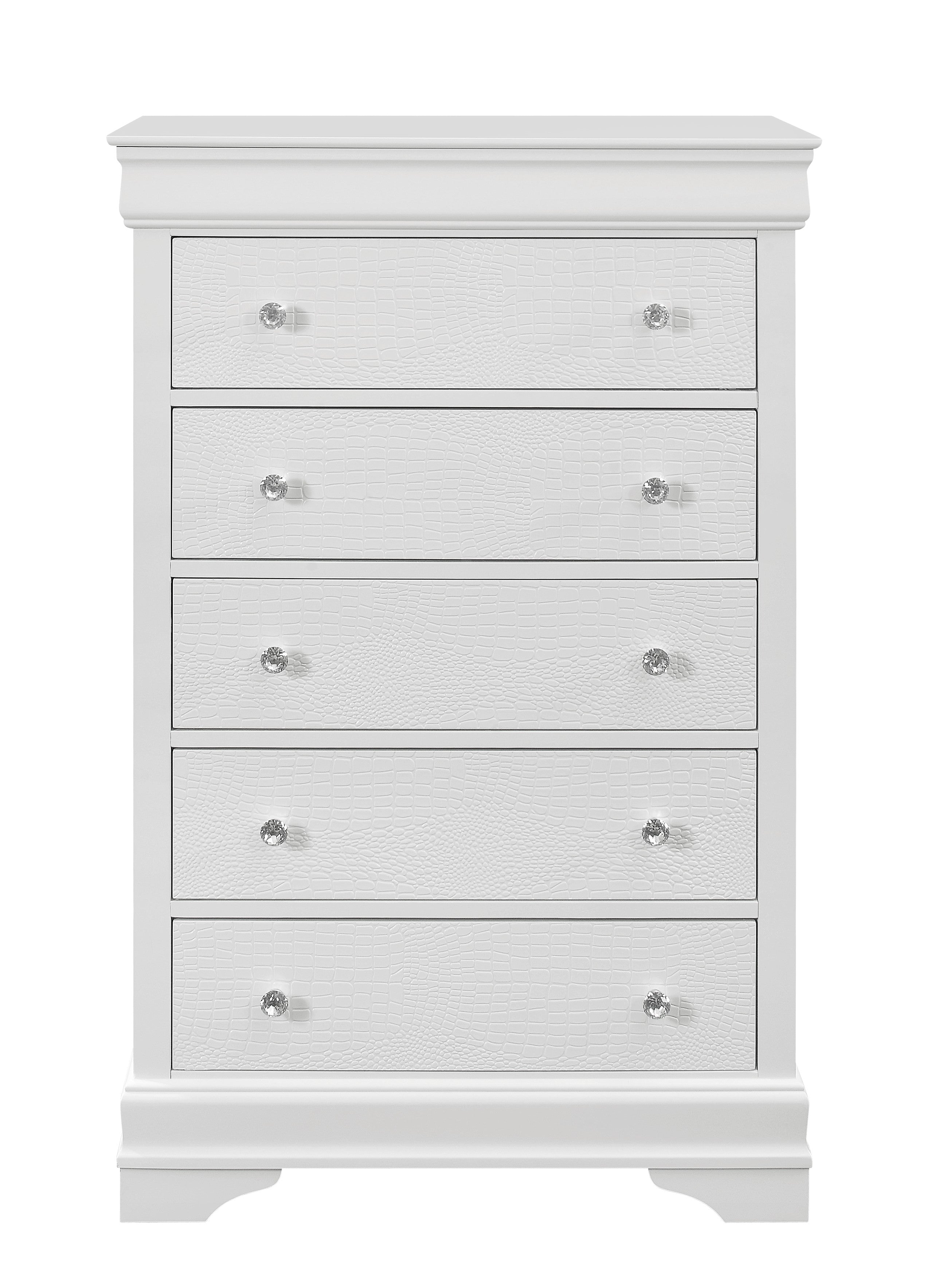 Global Furniture USA Pompei Metallic White Chest