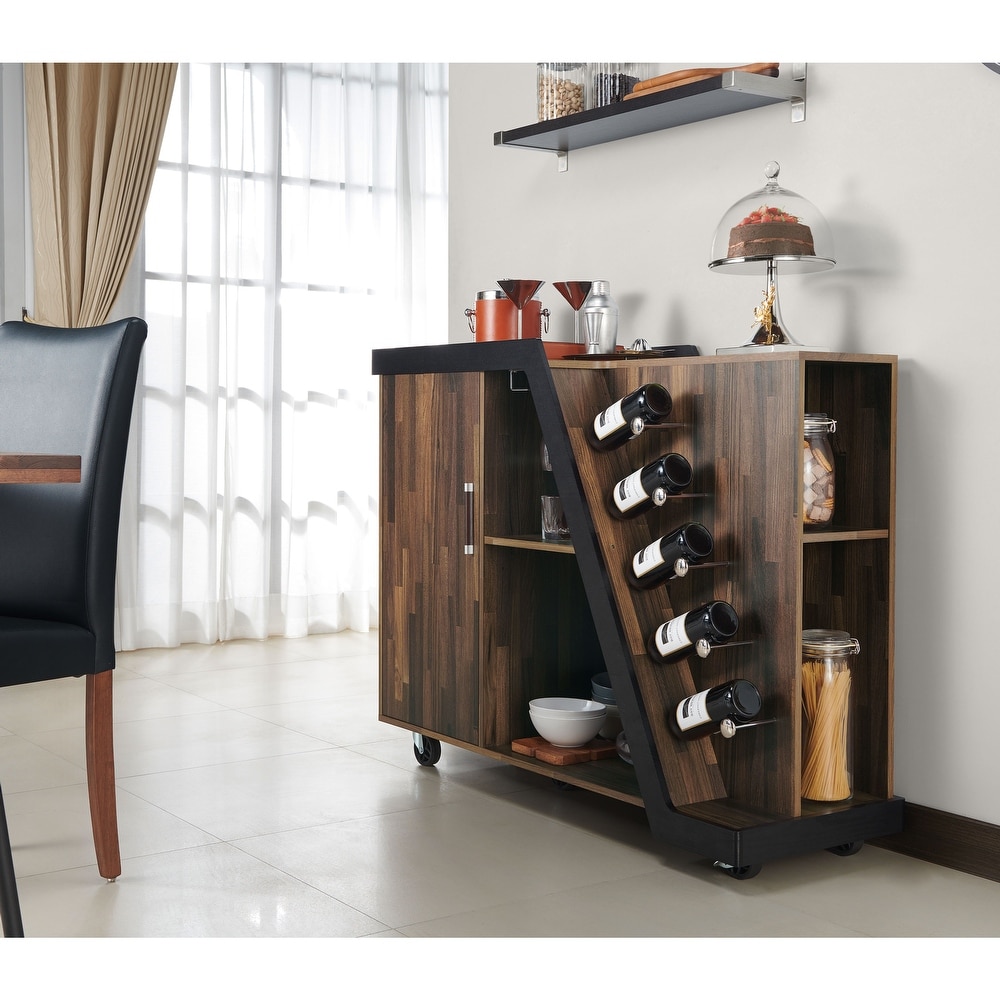 Furniture of America Tern Modern 6 shelf Mobile Wine Cabinet