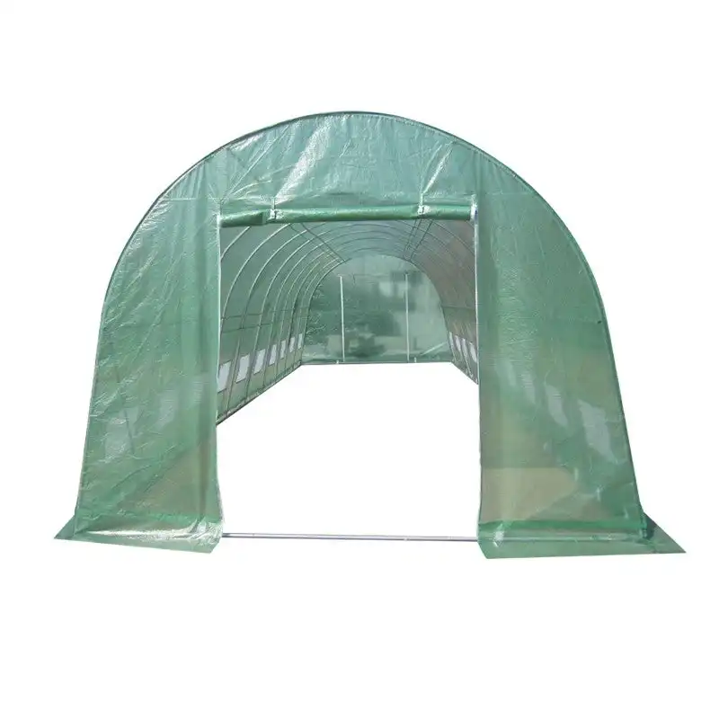 Factory supply outdoor easily assembled plastic film cover green house tent metal frame greenhouse for cultivation