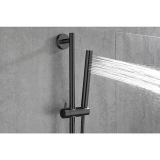 Flynama 28 in. Slide Bar and 59 in. Hose 1-Handle 1-Spray Wall Mounted Shower Faucet with Matt Black J-X-W127281864