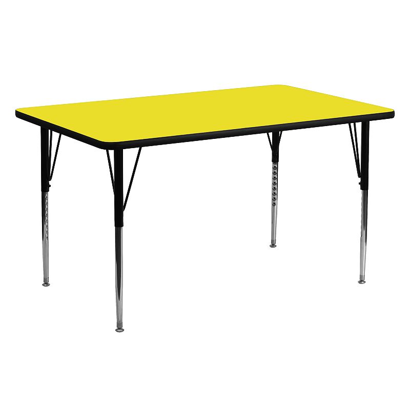 Emma and Oliver 24x60 Yellow HP Laminate Adjustable Activity Table