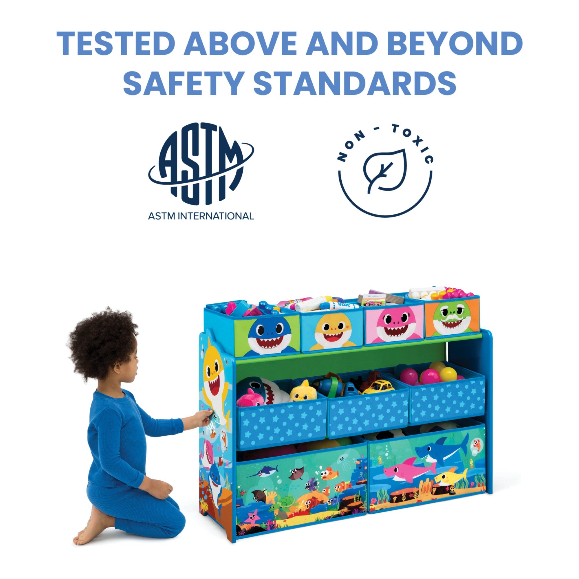 Baby Shark Deluxe 9 Bin Design and Store Toy Organizer by Delta Children