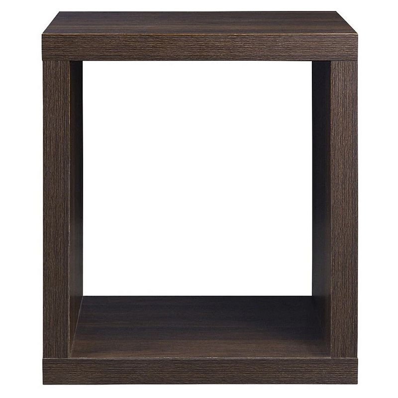 End Table with Wooden Frame and Open Shelf， Walnut Brown