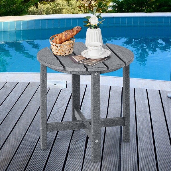 Costway 18'' Patio Round Adirondack Side Table Weather Resistant HDPE