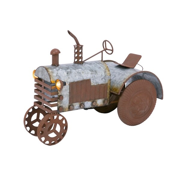 Antique Galvanized 14.2 in Metal Tractor