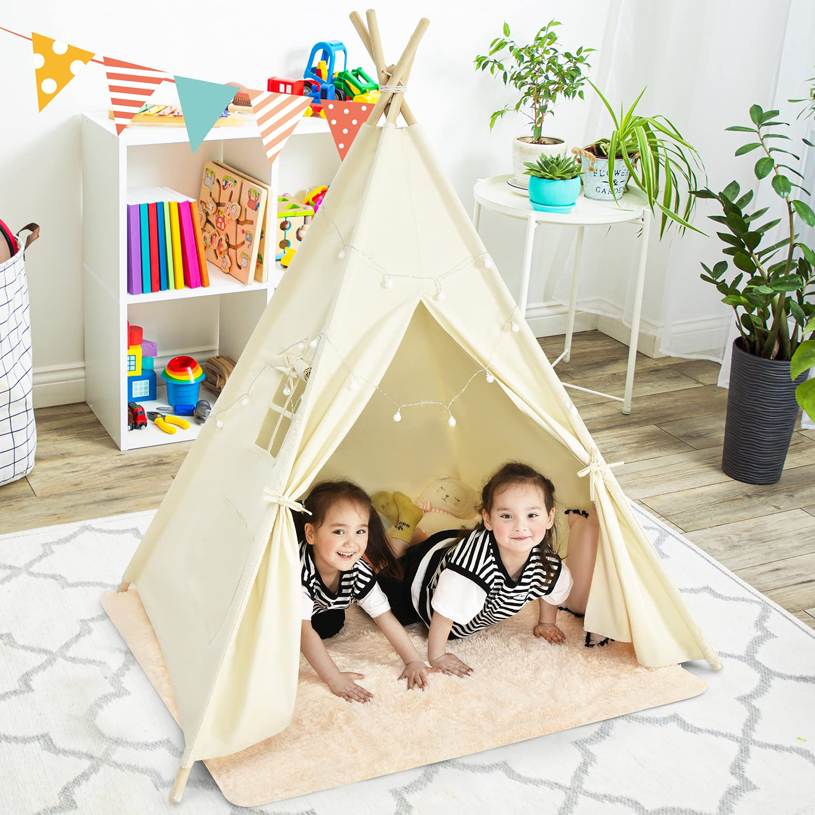 Costzon Teepee Tent for Kids, Foldable Play Tent with Unique Reinforcement Part, Kids Tent