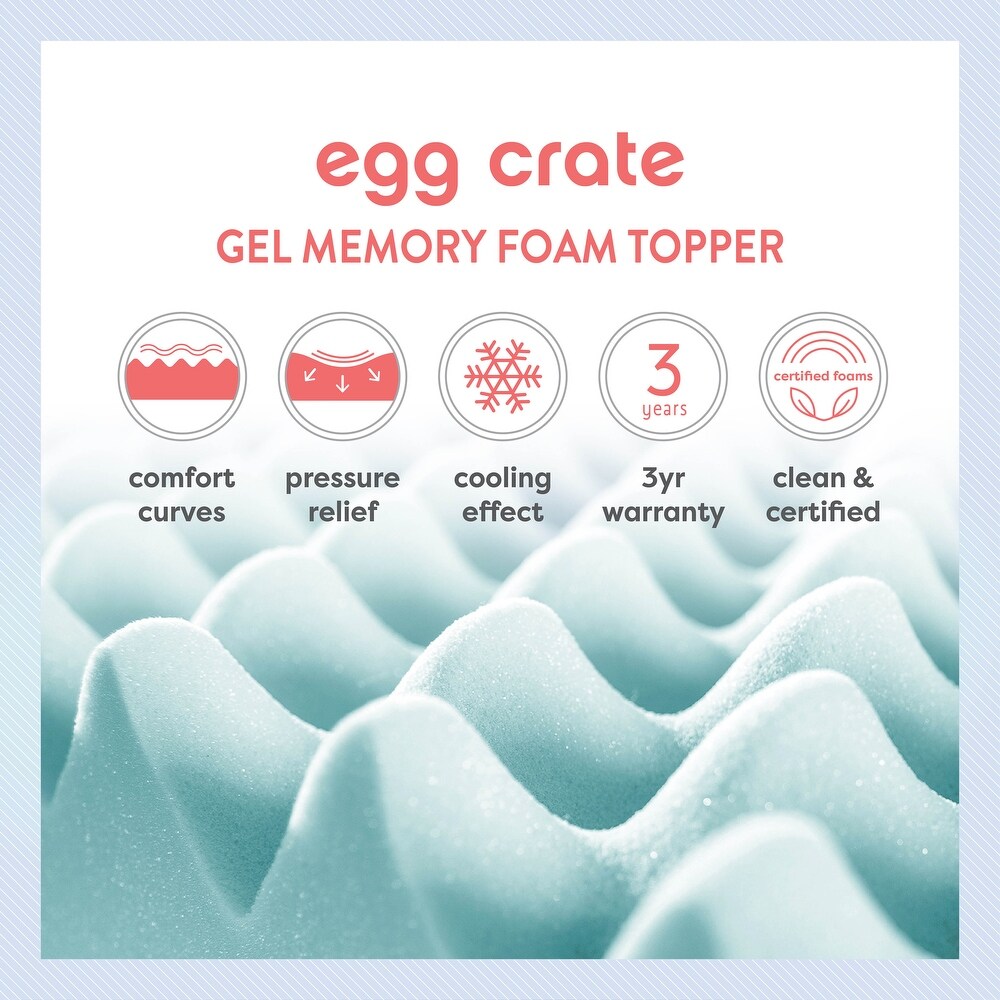 3 Inch Cooling Gel Egg Crate Memory Foam Mattress Topper
