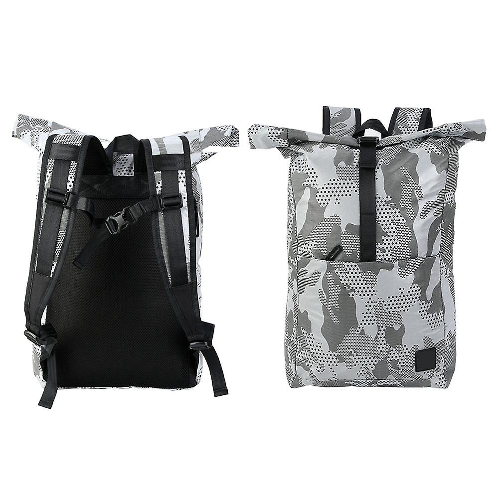 Gray White Reflective Waterproof Backpack Shoulders Bag For Outdoor Cycling Sports