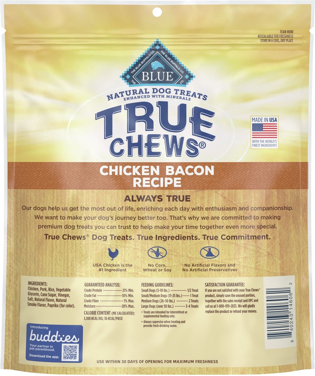 Blue Buffalo True Chews Natural Chicken and Bacon Dog Treats