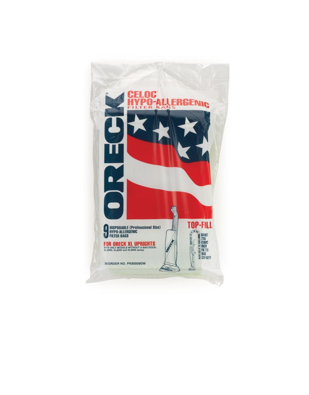 Oreck Hypo Allergenic Upright Bag ; 9 Pack ;