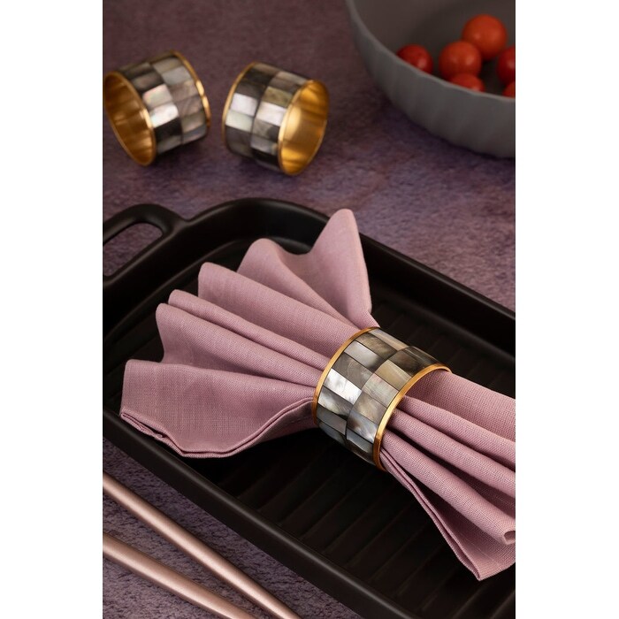 Serena Black Pearl Napkin Rings  Set of 6