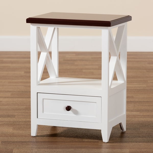 Vesta Modern and Contemporary Single Drawer Wood End table -White