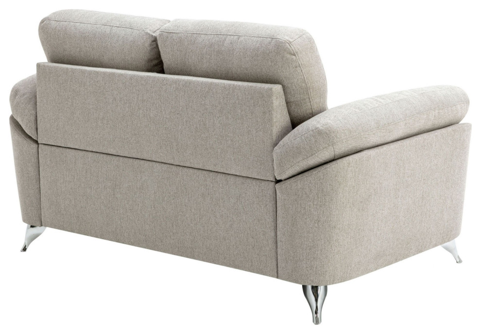 Luis 64 quotLoveseat  Light Gray Polyester  Pillow Top Arms  Metal Legs   Midcentury   Loveseats   by VirVentures  Houzz