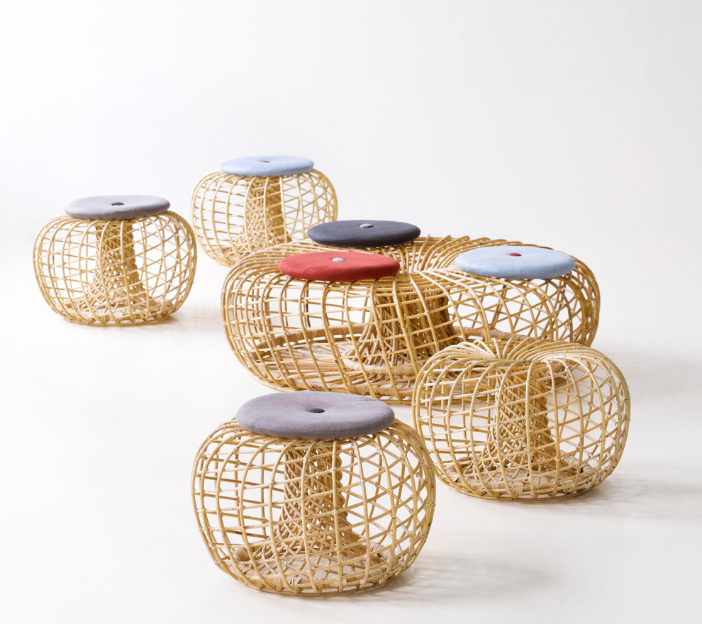 Cane Line Nest Footstool Large Indoor  7321Ru   Tropical   Footstools And Ottomans   by Kolibri Decor  Houzz