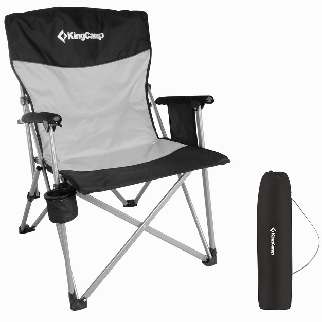 Kingcamp Padded Outdoor Folding Lounge Chair Swiveling Cupholder Side Pocket And Carry Bag For Camping Sporting Events And Tailgating