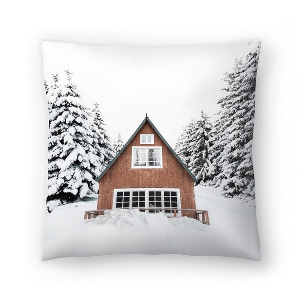 Snowy Cabin At Christmas By Tanya Shumkina Throw Pillow Americanflat Farmhouse Botanical