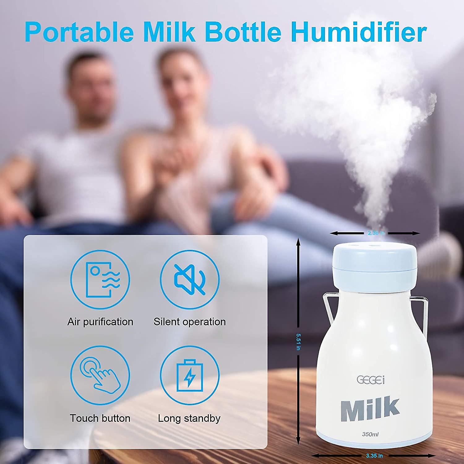 Usb Type-c Mini Portable Humidifier， Cute Milk Bottle Designed Humidifier With 350ml Capacity， Mini Humidifier Auto Shut-off And Up To 11 Hours Mist F